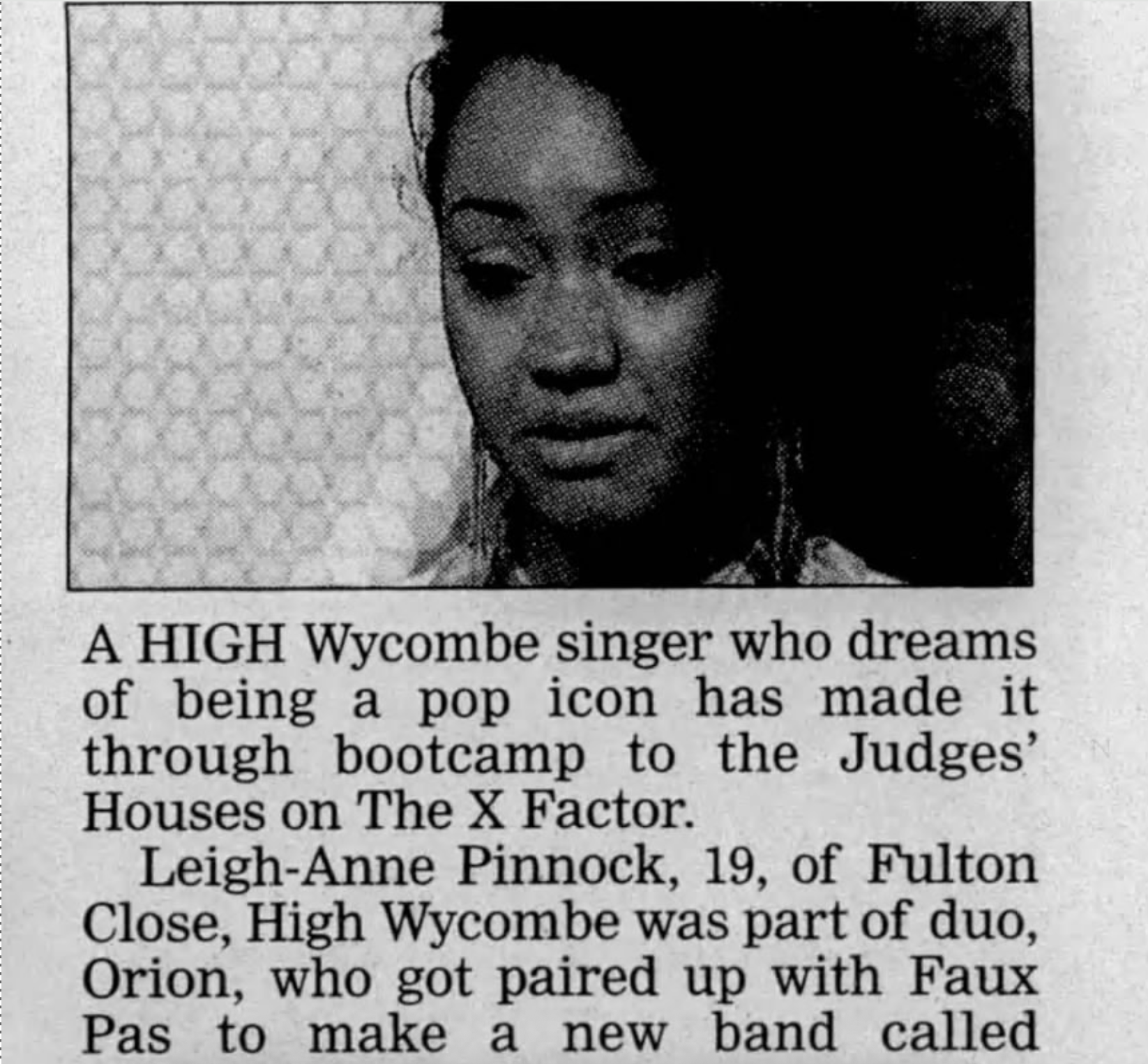Newspaper cutting about Leigh-Anne Pinnock