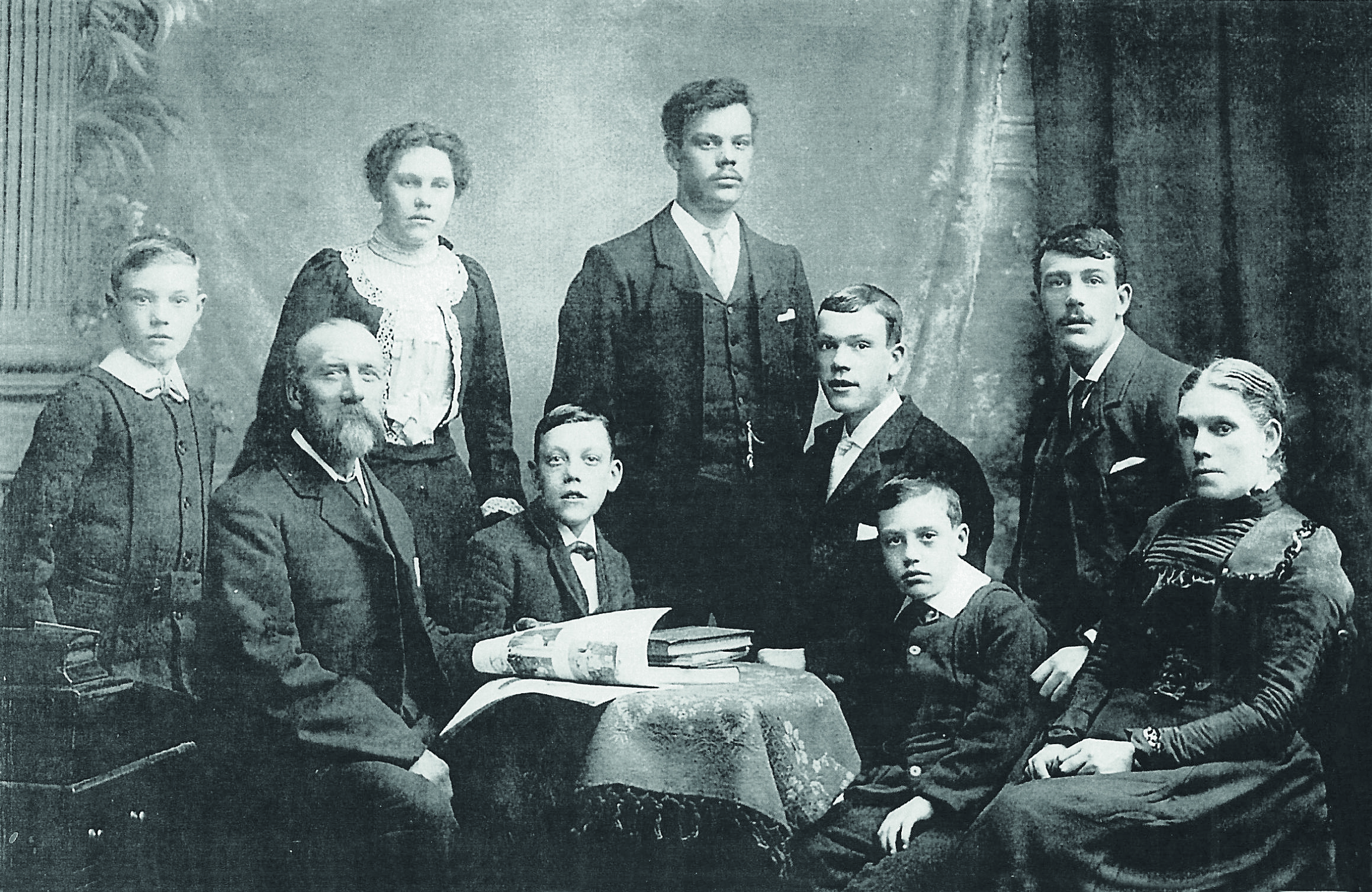 Black and white photograph of a Victorian family