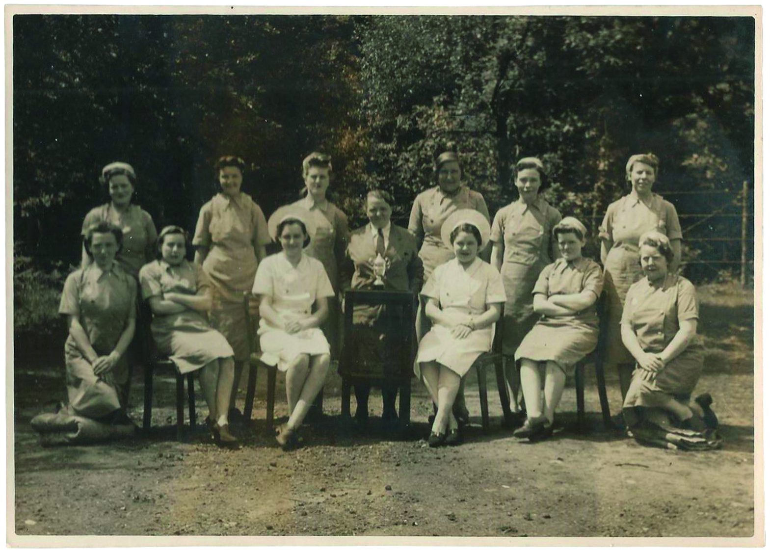 Black and white photograph of a group of women
