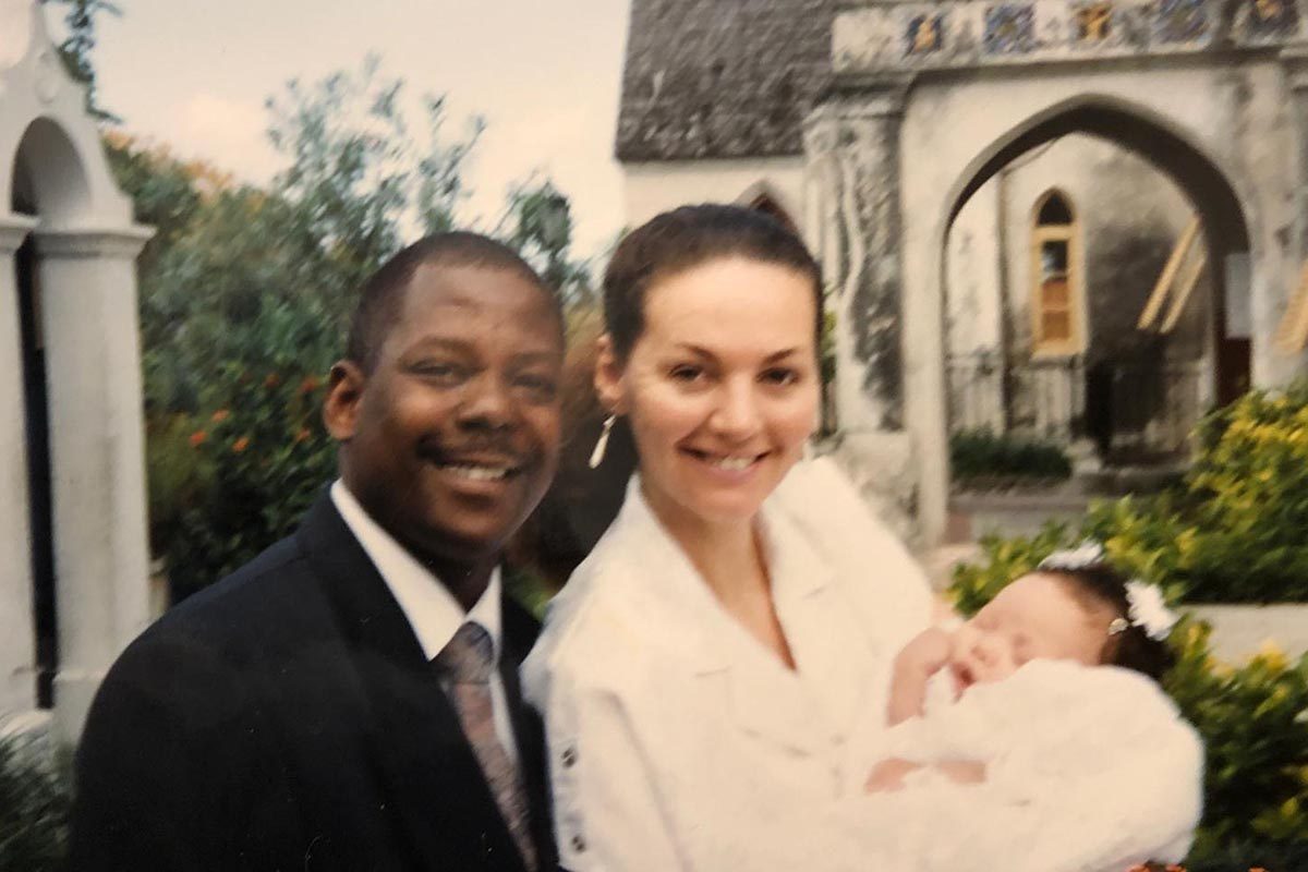 Katarina Johnson-Thompson's parents holding her as a baby