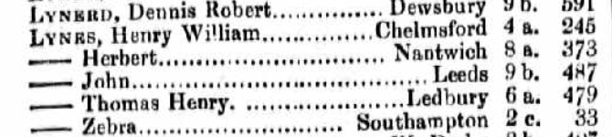 The civil registration record for Zebra Lynes' birth