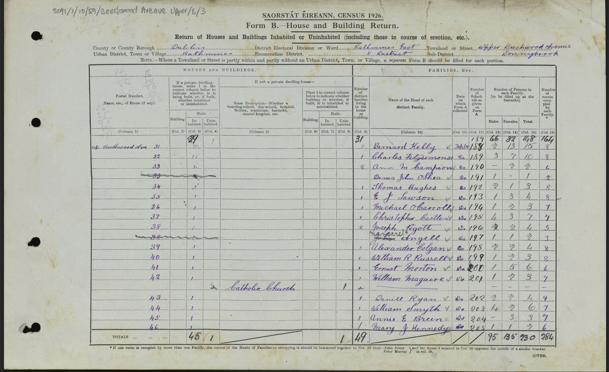 Form B for Upper Beechwood Avenue