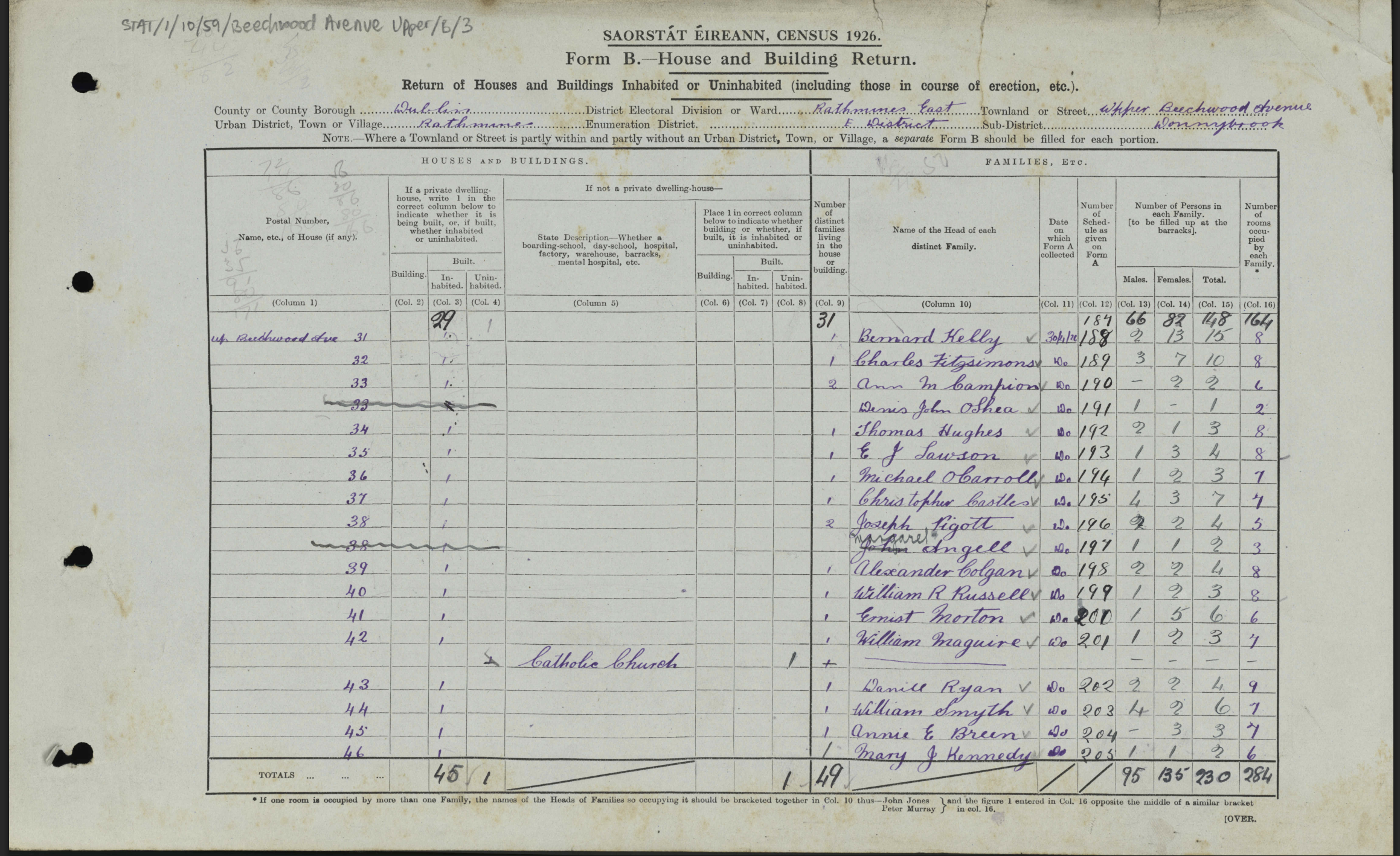 Form B for Upper Beechwood Avenue