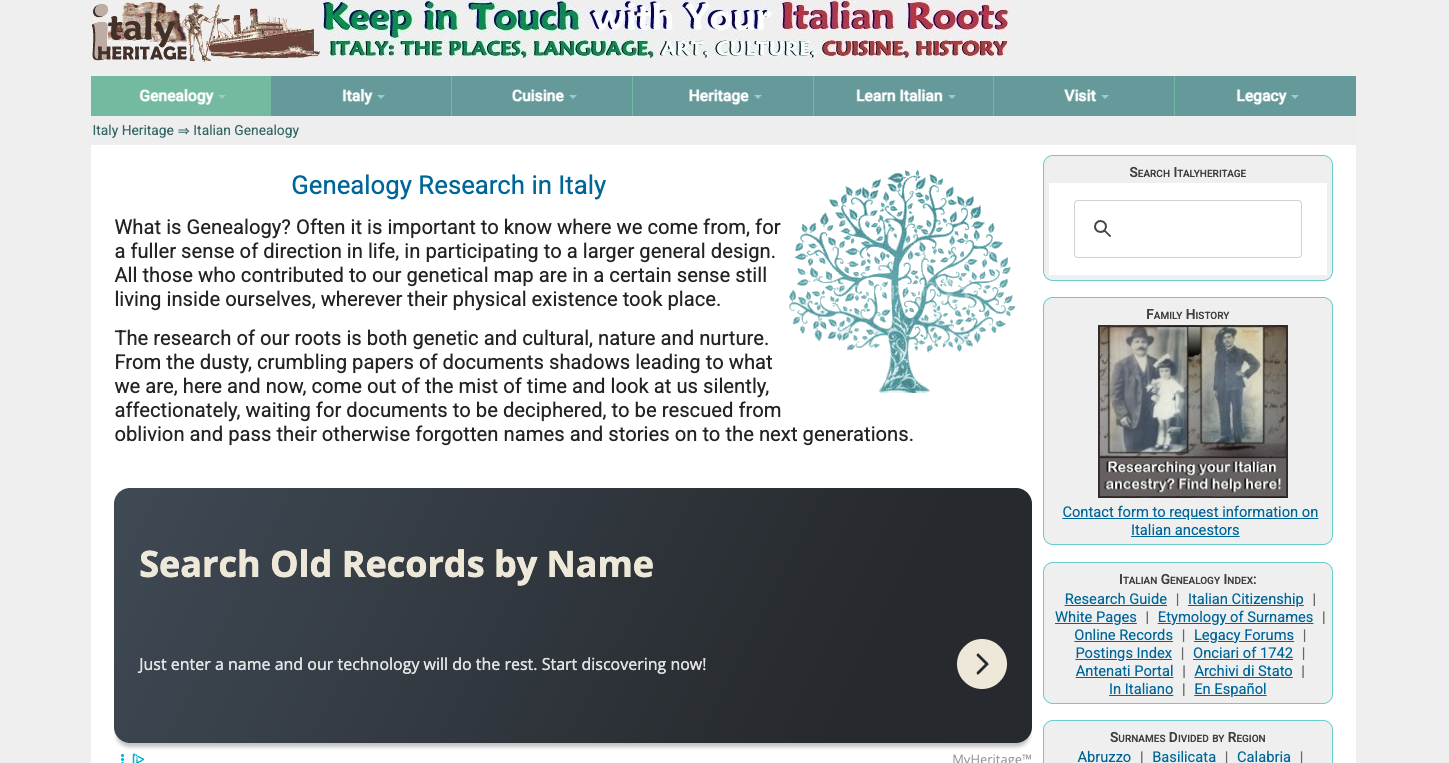Italian ancestry ItalyHeritage