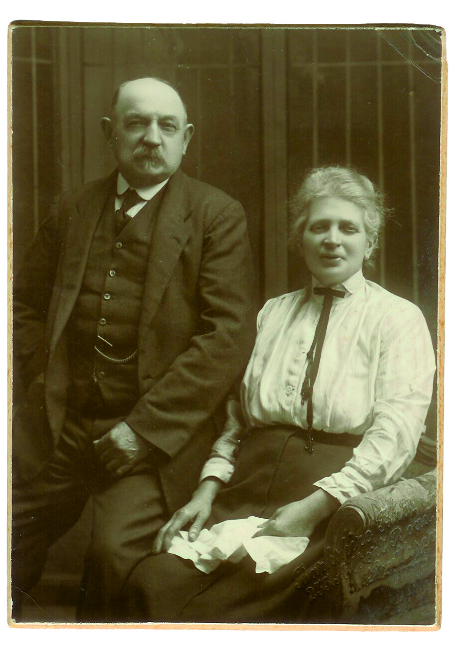 Black and white photograph of an older man and woman