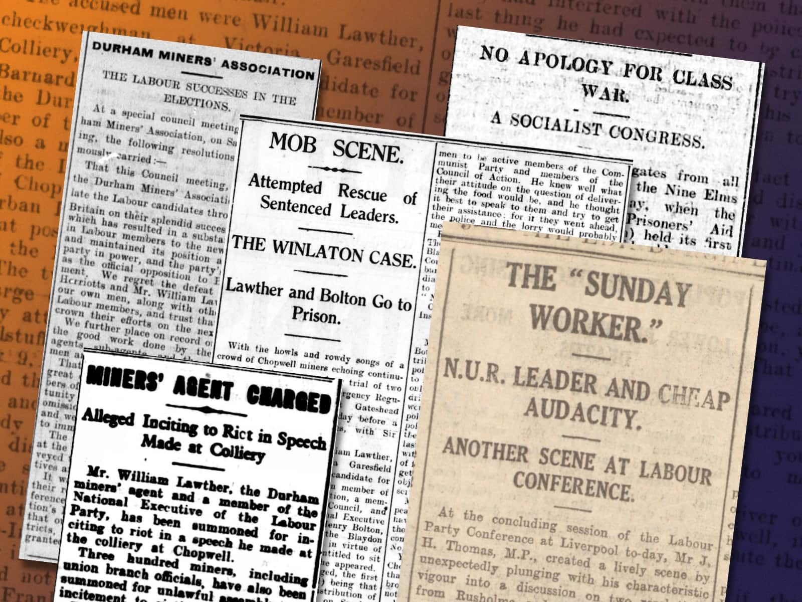 Selection of newspaper clippings about the miner strike